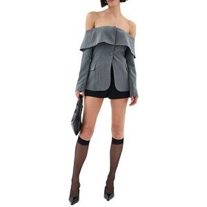 Extro&Vert Womens  Maeve Blazer Top, Grey